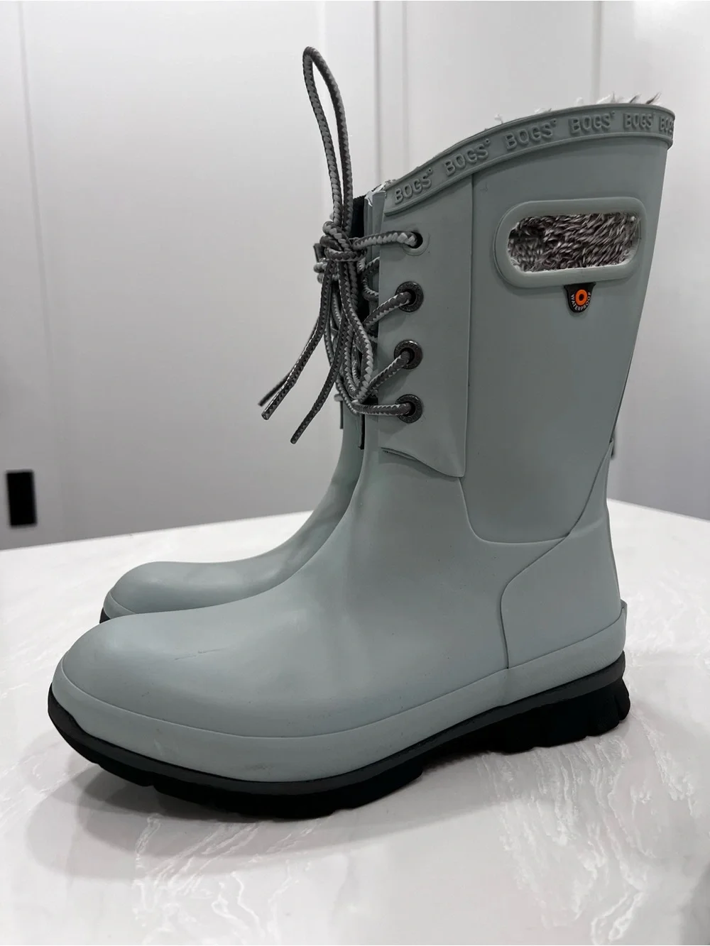 Bogs Amanda II Lace Up Rain Boots Jade Sage Green Lined Waterproof Womens Size 6